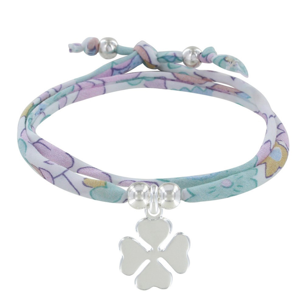 LES POULETTES BIJOUX Bracelet Double Tour Lien liberty et Trèfle Argent 925 - Classi