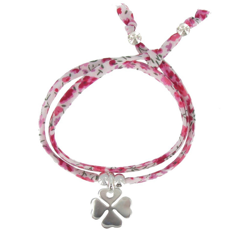 LES POULETTES BIJOUX Bracelet Double Tour Lien liberty et Trèfle Argent 925 - Classi