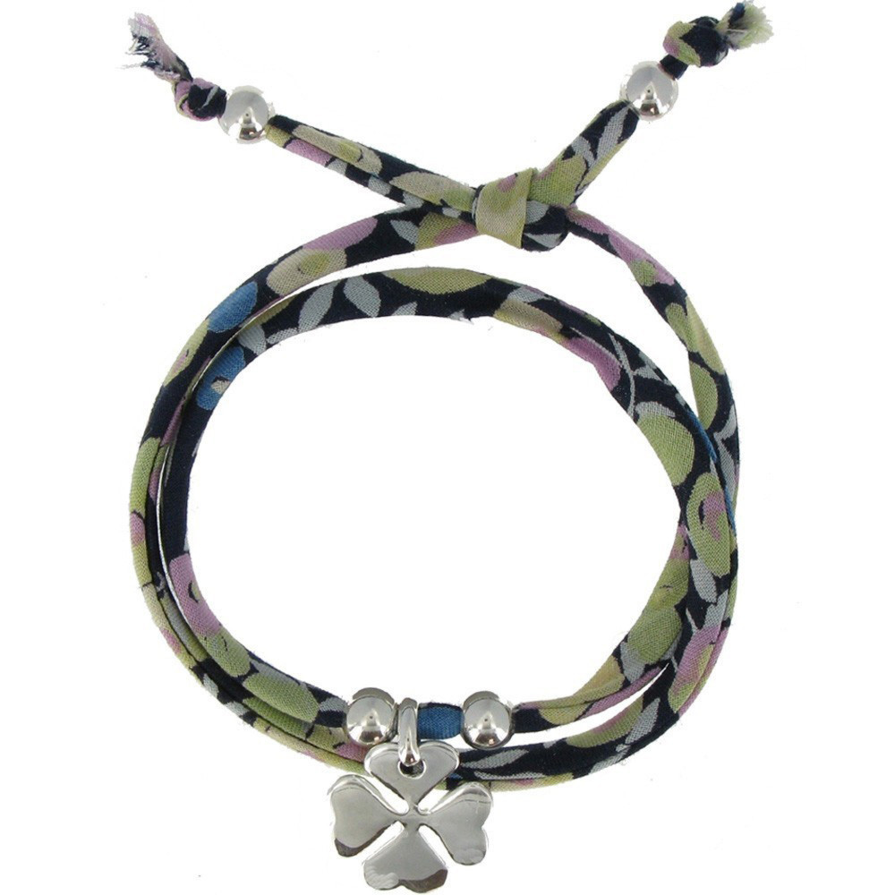 LES POULETTES BIJOUX Bracelet Double Tour Lien liberty et Trèfle Argent 925 - Classi