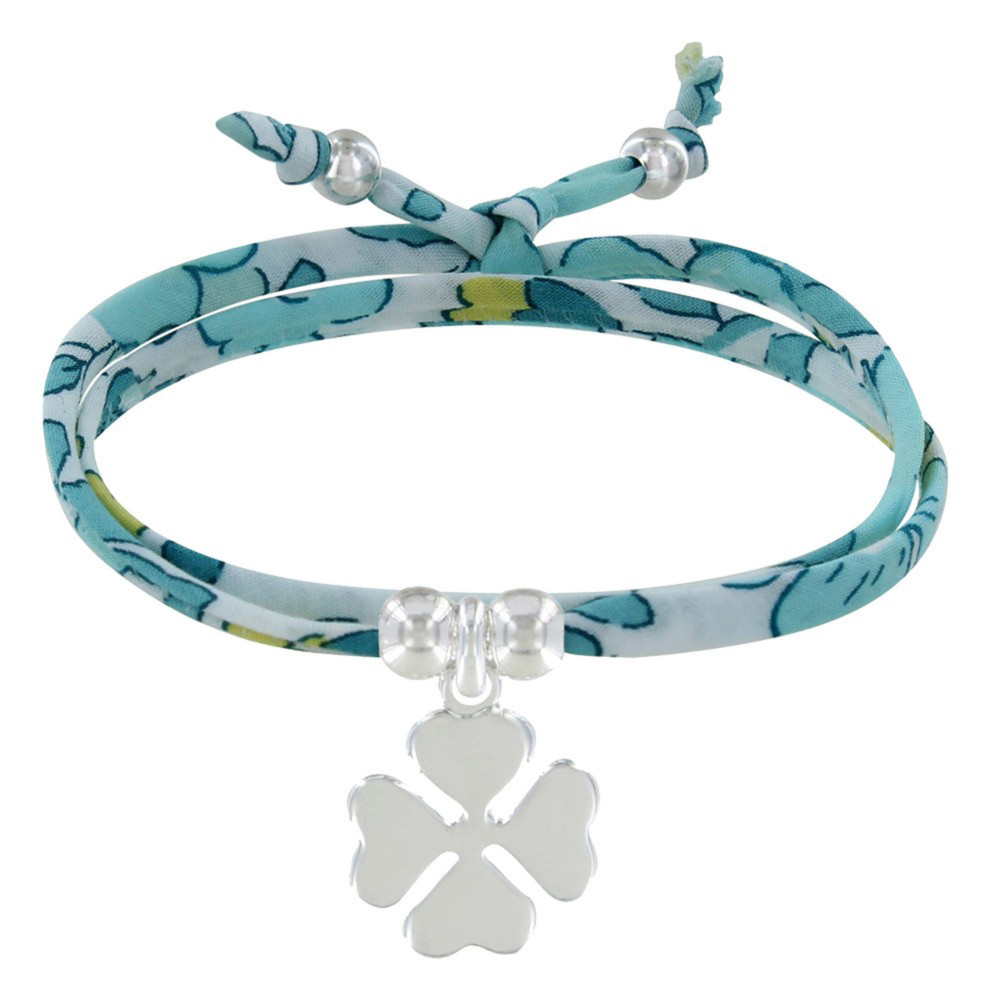 LES POULETTES BIJOUX Bracelet Double Tour Lien liberty et Trèfle Argent 925 - Classi