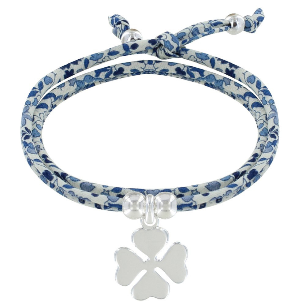 LES POULETTES BIJOUX Bracelet Double Tour Lien liberty et Trèfle Argent 925 - Colors