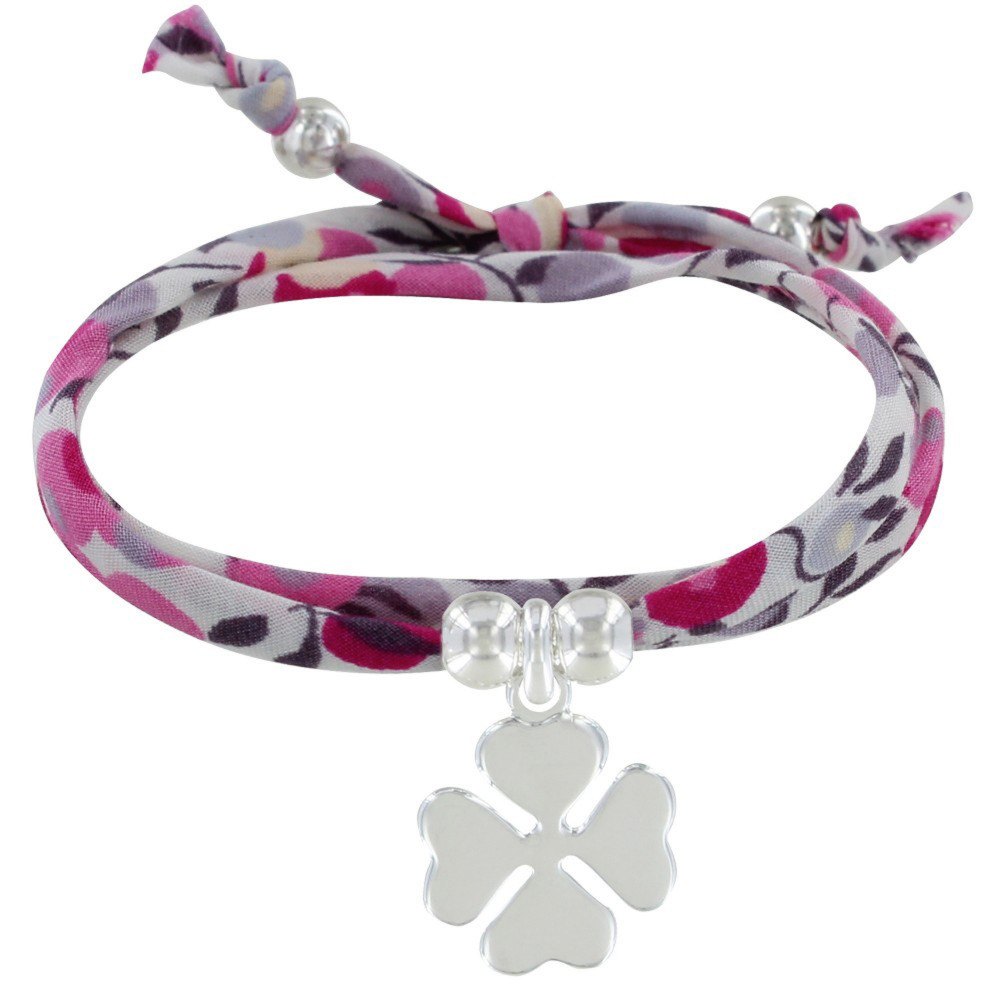 LES POULETTES BIJOUX Bracelet Double Tour Lien liberty et Trèfle Argent 925 - Colors