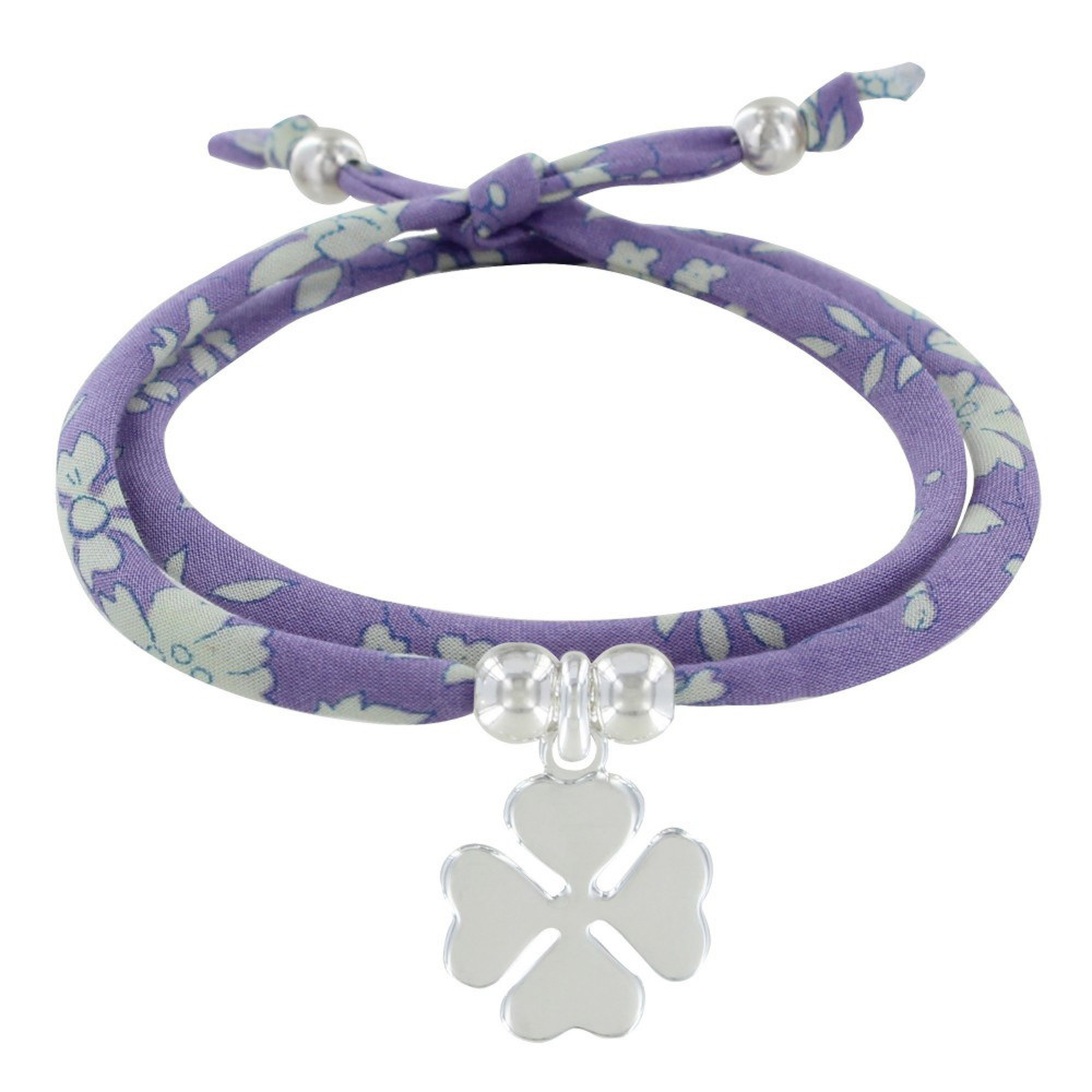 LES POULETTES BIJOUX Bracelet Double Tour Lien liberty et Trèfle Argent 925 - Colors