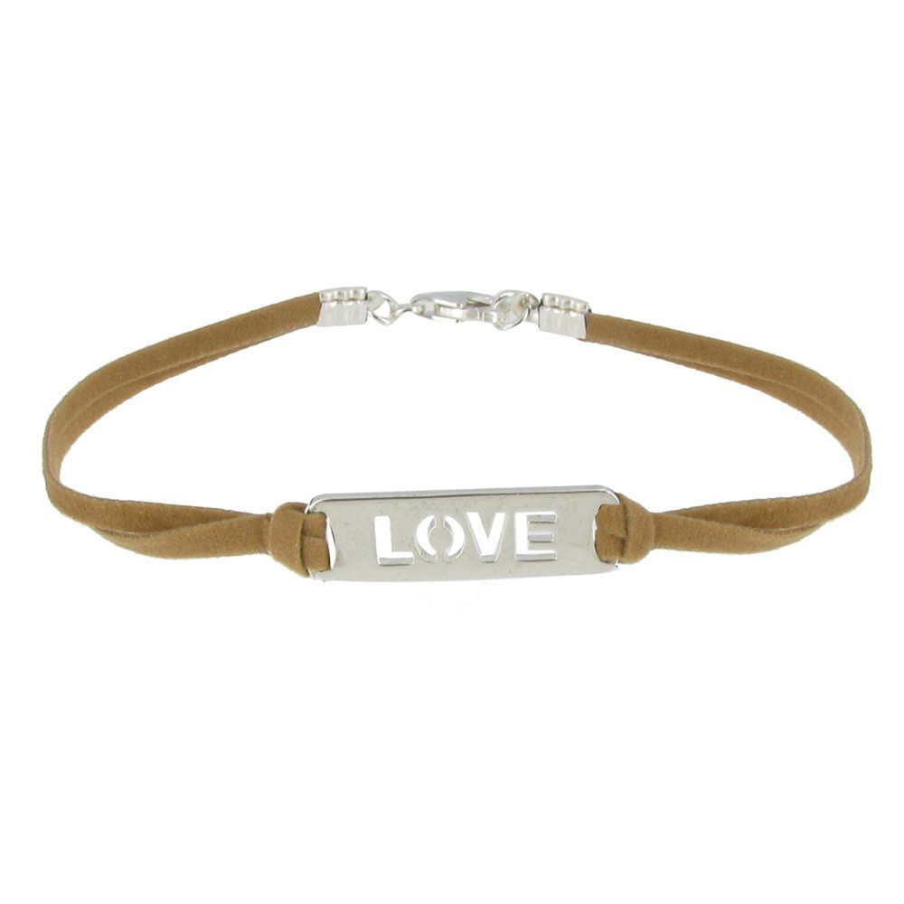 LES POULETTES BIJOUX Bracelet Argent 925 Love Lien en Suédine - Classics - Beige