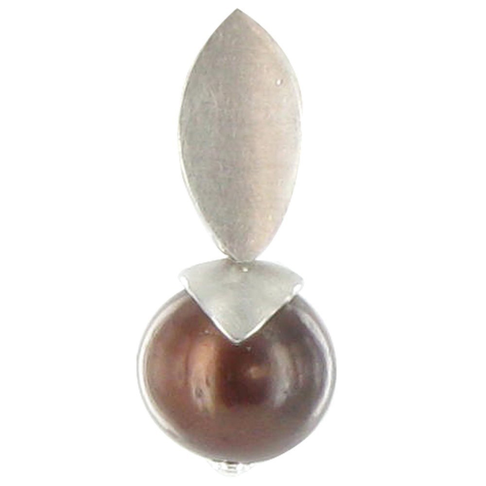 LES POULETTES BIJOUX Pendentif Feuille en Argent 925 Rhodié Perle de Culture - Class