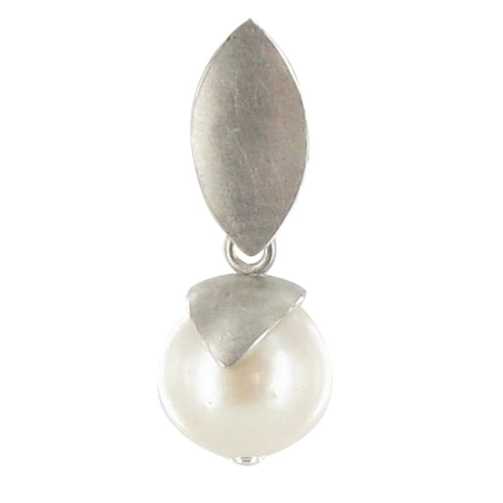 LES POULETTES BIJOUX Pendentif Feuille en Argent 925 Rhodié Perle de Culture - Class