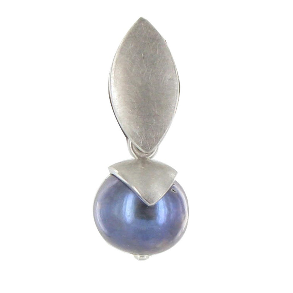 LES POULETTES BIJOUX Pendentif Feuille en Argent 925 Rhodié Perle de Culture - Class