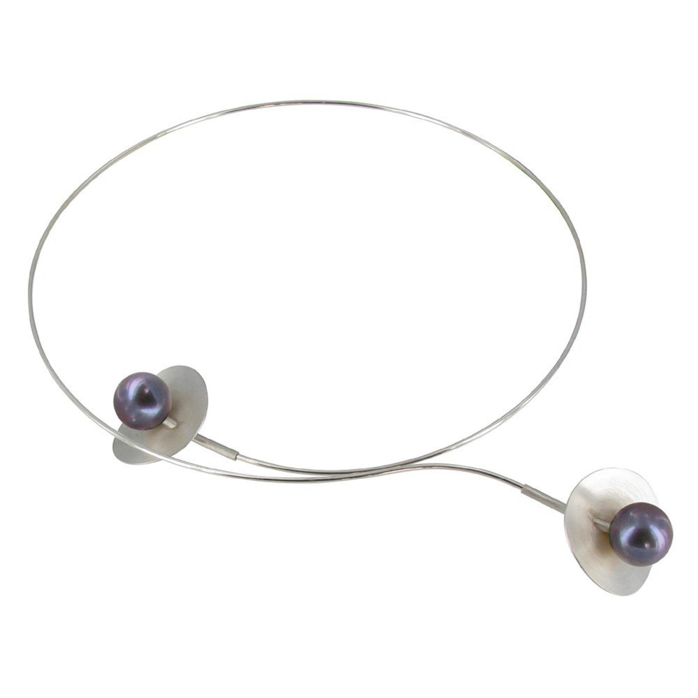 LES POULETTES BIJOUX Collier Ras de Cou Argent 925 2 Nénuphars Brossés Perles - Clas