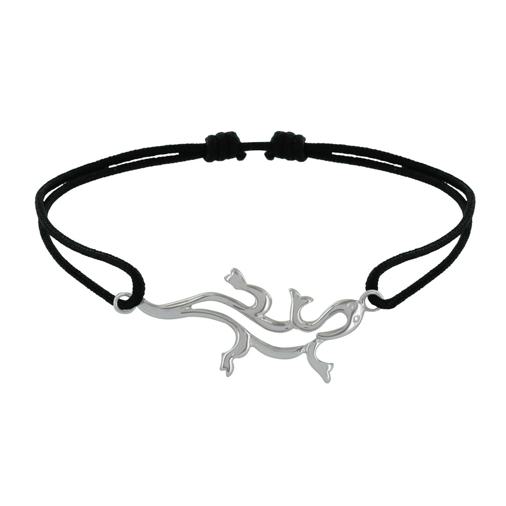 LES POULETTES BIJOUX Bracelet Lien Argent 925 Salamandre - Noir