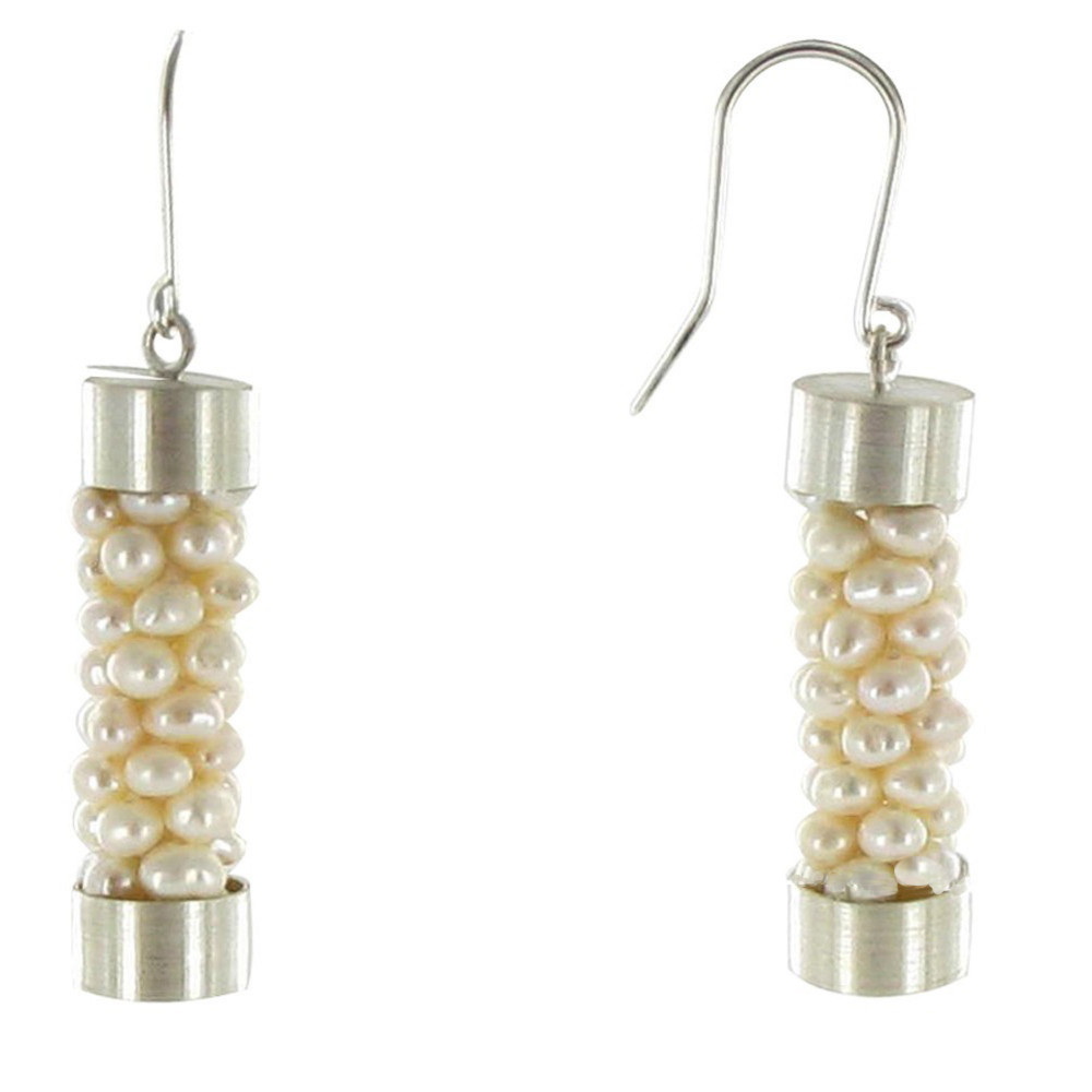 LES POULETTES BIJOUX Boucles d'Oreilles Argent 925 Torsade de Perles de Culture - Cl