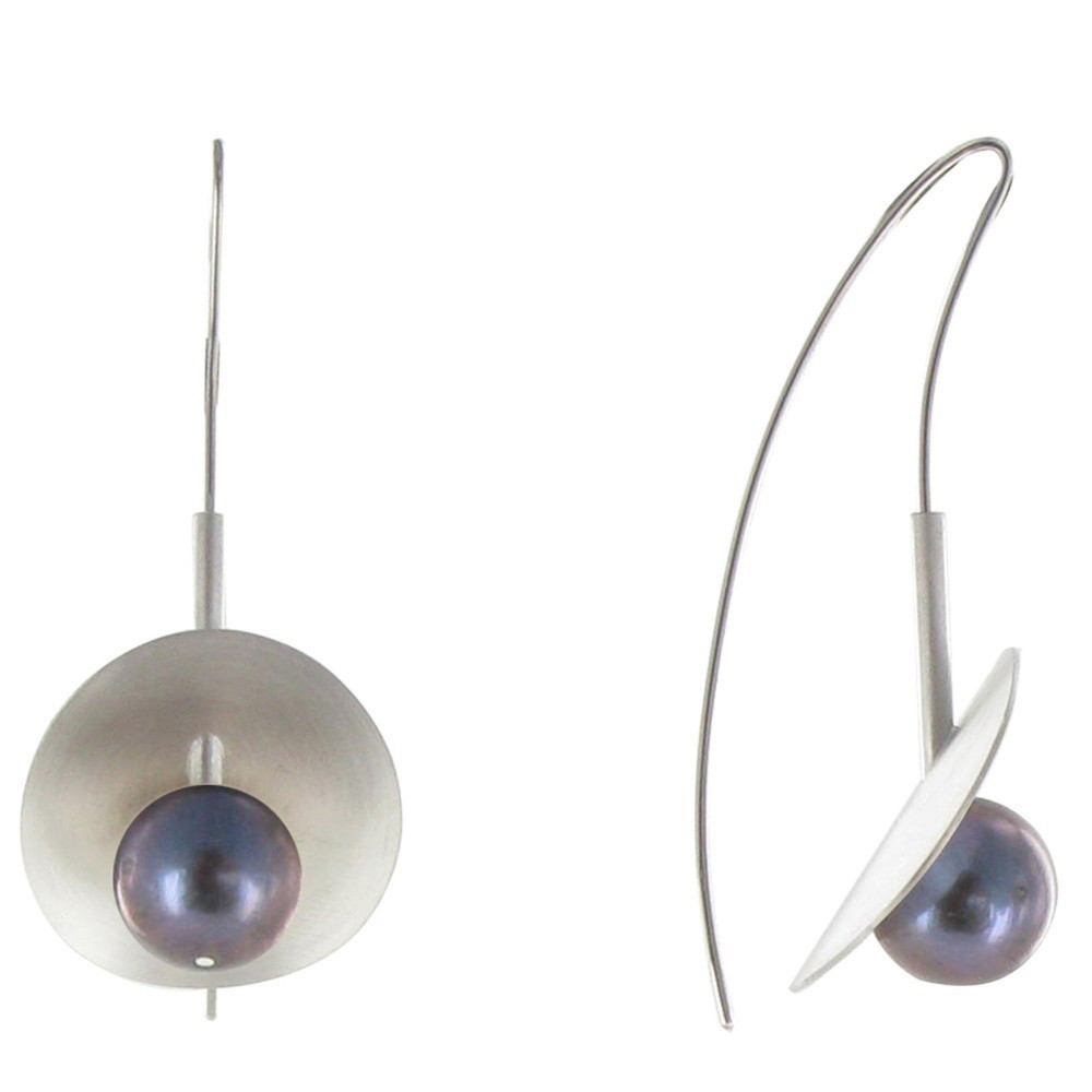 LES POULETTES BIJOUX Boucles d'Oreilles Argent 925 Rhodié Nénuphars et sa Perle de C