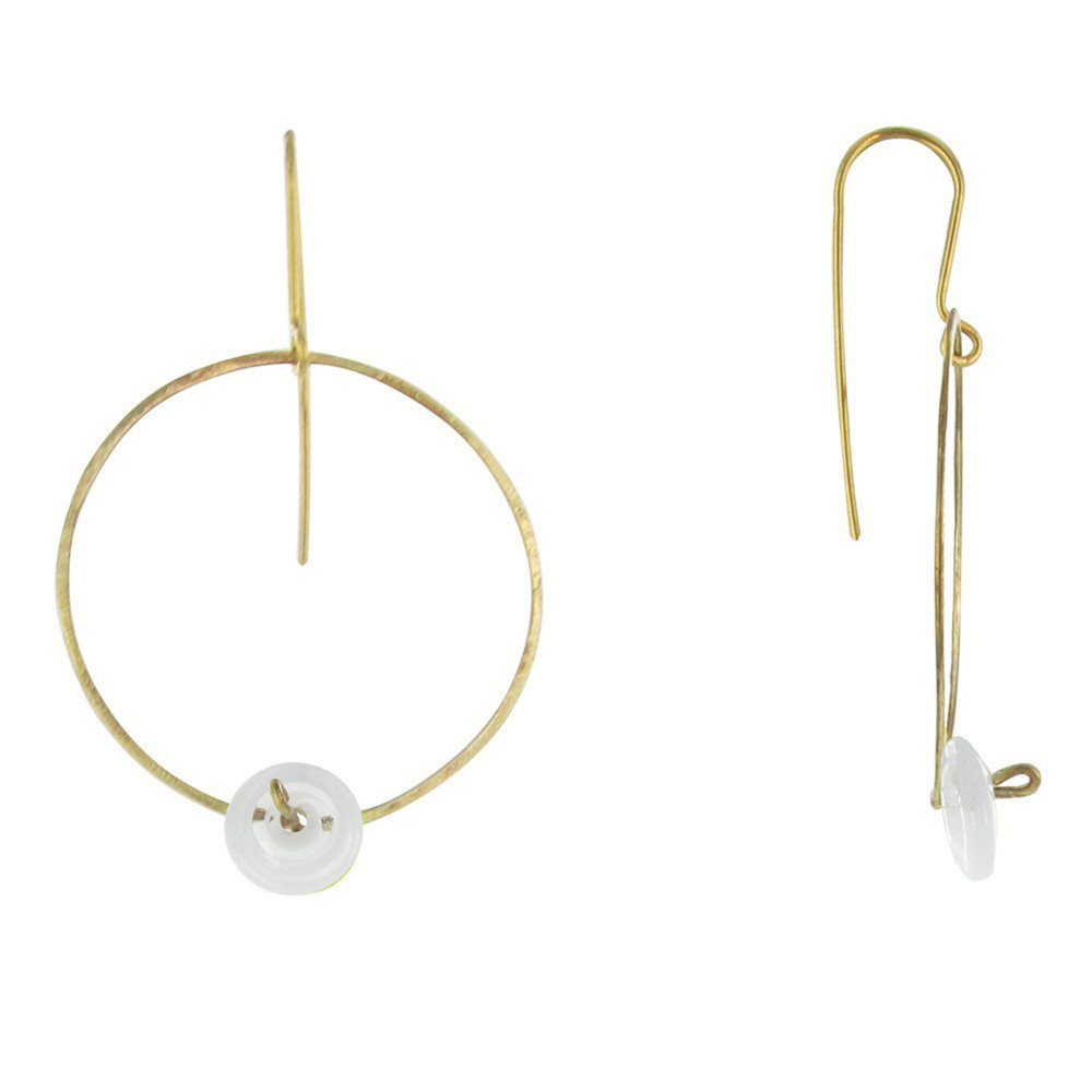LES POULETTES BIJOUX Boucles d'Oreilles Créoles en Laiton Pâte de Verre - Classics - LES POULETTES BIJOUX Boucles d'Oreilles Créoles en Laiton Pâte de Verre - Classics -