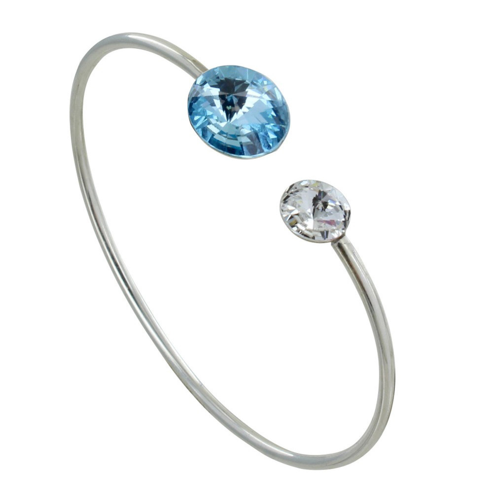 LES POULETTES BIJOUX - Bracelet Argent Orné de Deux Cristaux - Classics - Bleu ciel