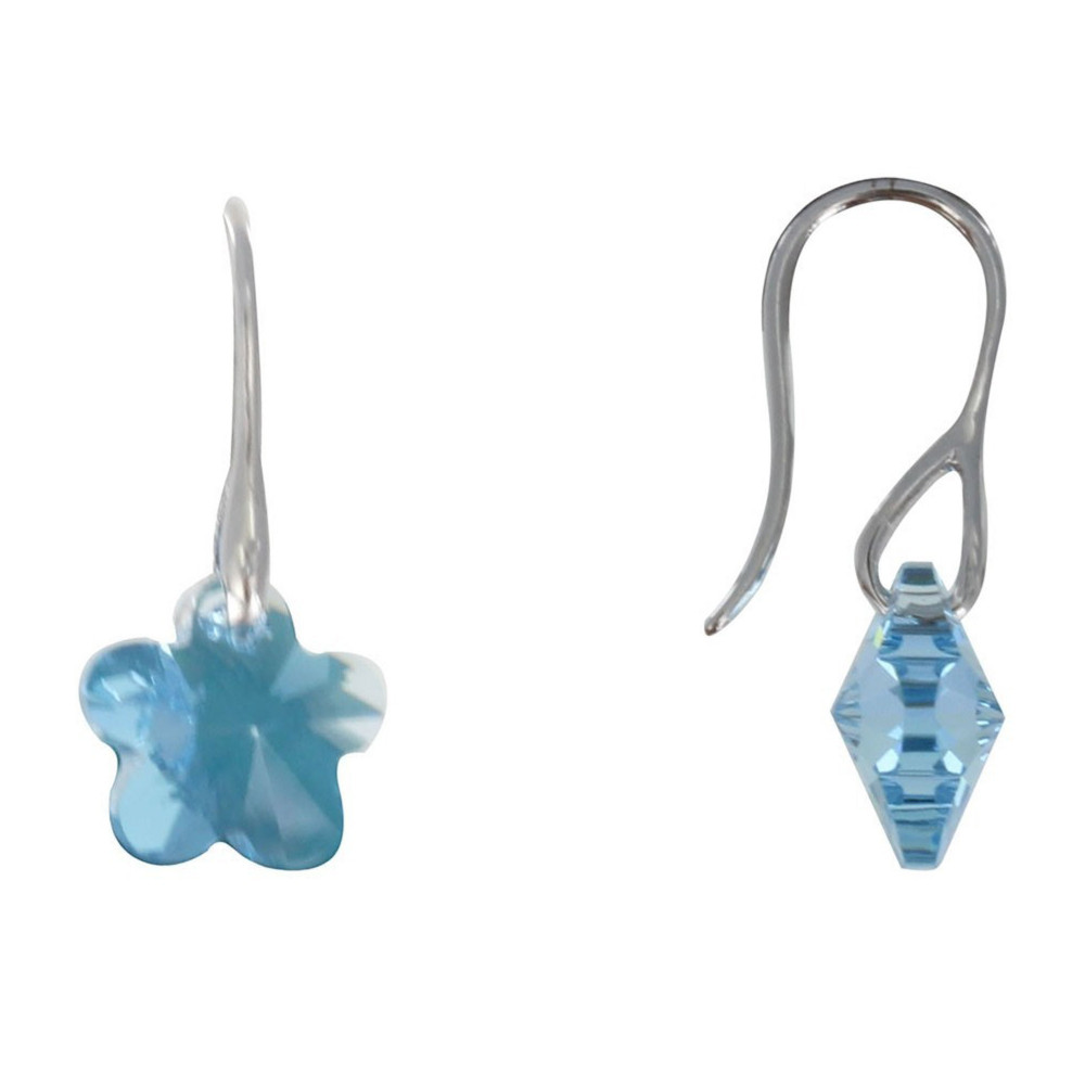 LES POULETTES BIJOUX Boucles d'Oreilles Argent Petite Fleur - Classics - Bleu ciel
