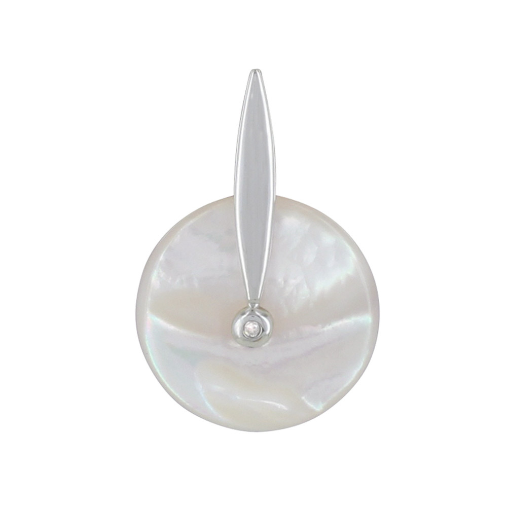 LES POULETTES BIJOUX Pendentif Argent Disque de Nacre Ivoire