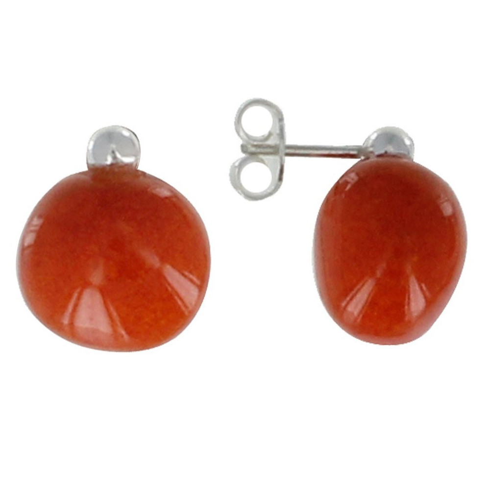 LES POULETTES BIJOUX Boucles d'Oreilles Argent Galet de Céramique - Classics - Orange