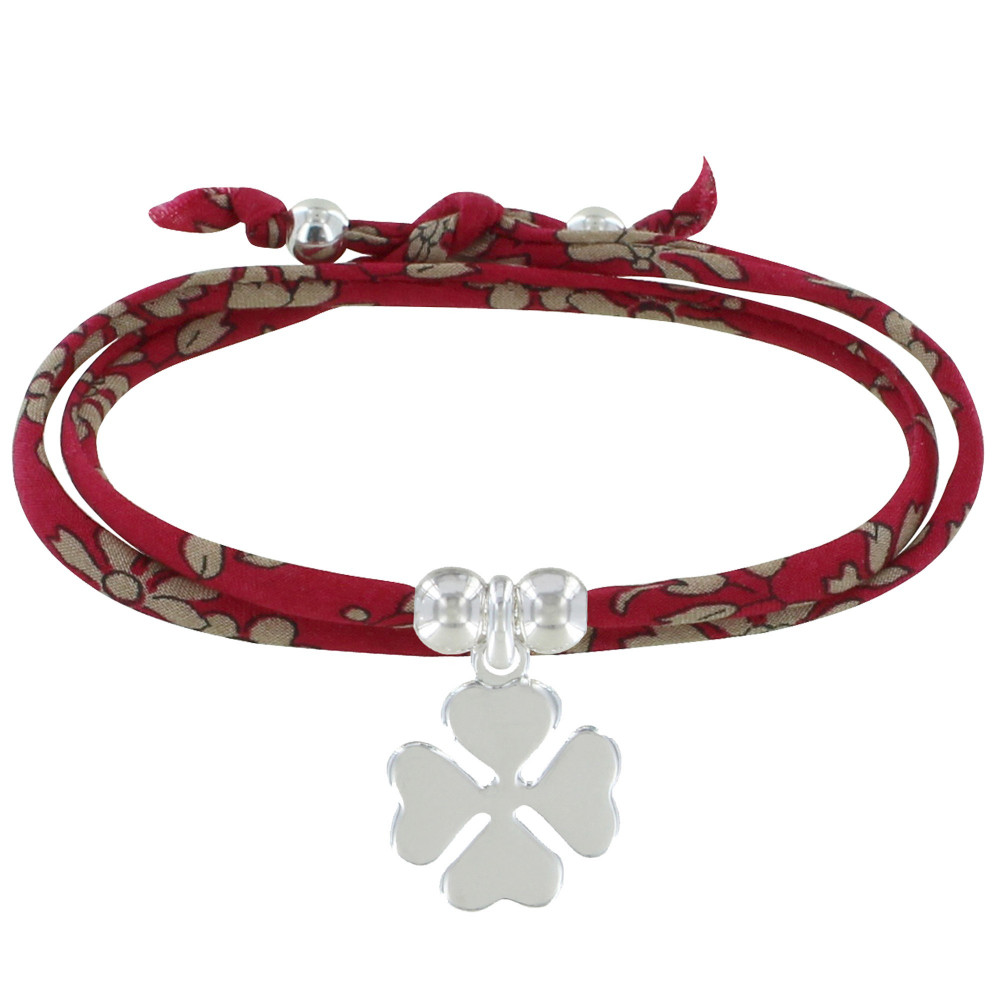 LES POULETTES BIJOUX Bracelet Double Tour Lien liberty et Trèfle Argent 925 - Classi