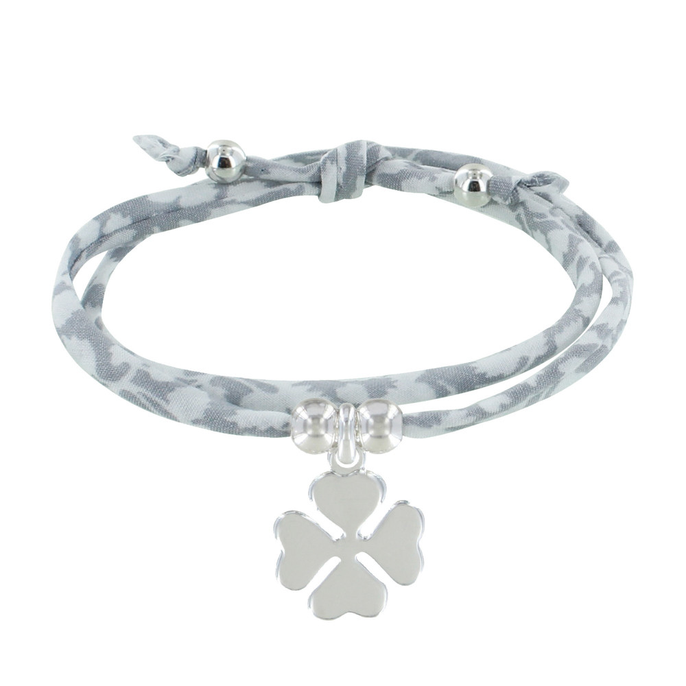 LES POULETTES BIJOUX Bracelet Double Tour Lien liberty et Trèfle Argent 925 - Classi