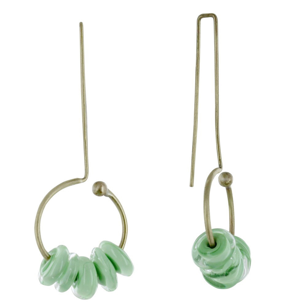 LES POULETTES BIJOUX - Boucles d'Oreilles Grand Crochet Laiton Anneau et Petits Disq