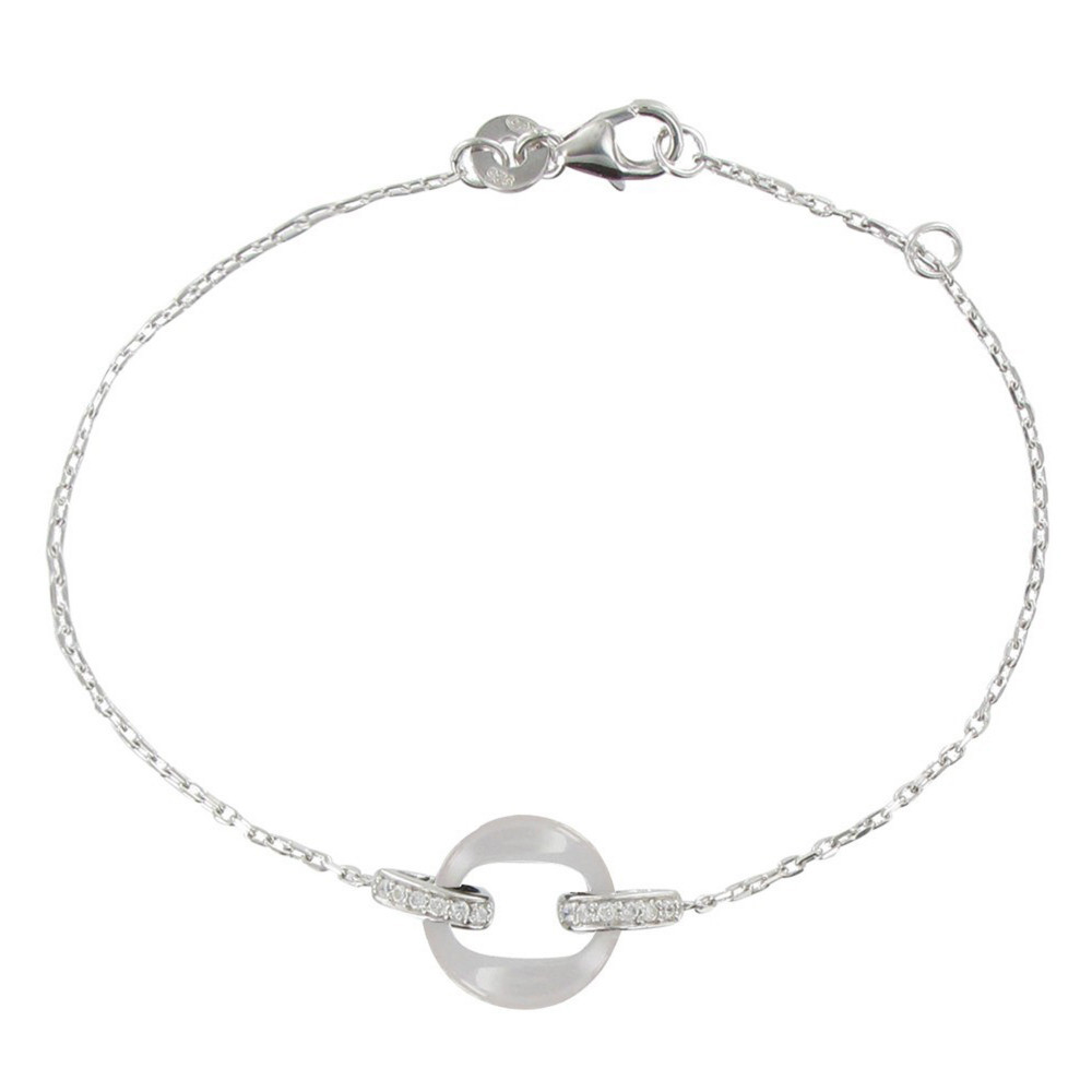 LES POULETTES BIJOUX Bracelet Argent Rhodié Petit Cercle de Céramique - Classics - B