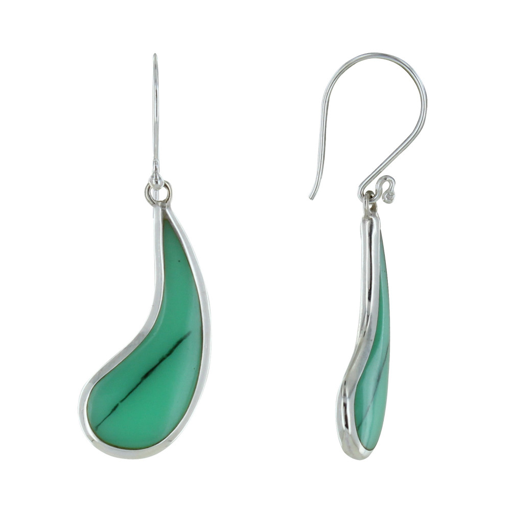 LES POULETTES BIJOUX Boucles d'Oreilles Argent Larme et Turquoise