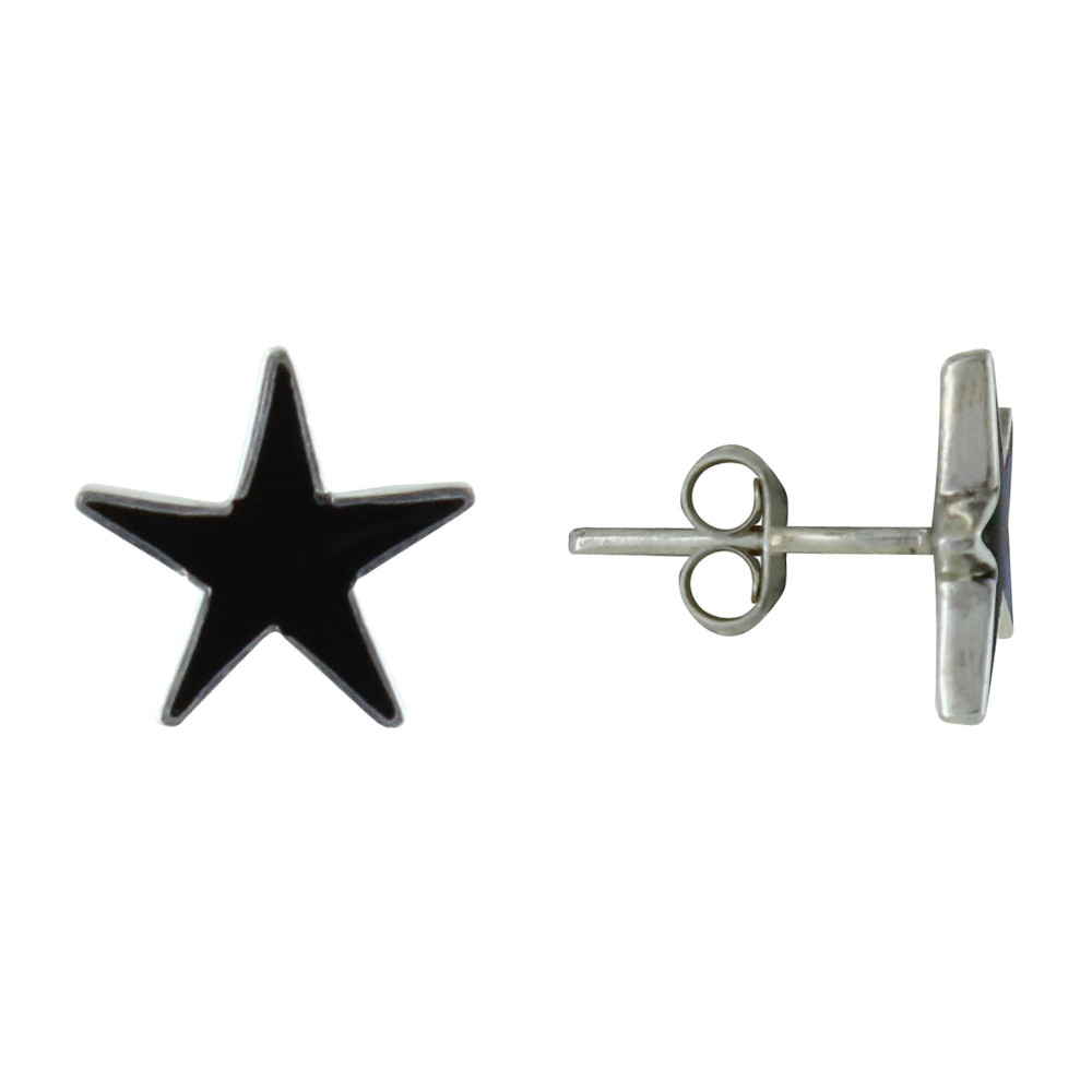 LES POULETTES BIJOUX Boucles d'Oreilles Argent Etoile et Nacre - Classics - Noir