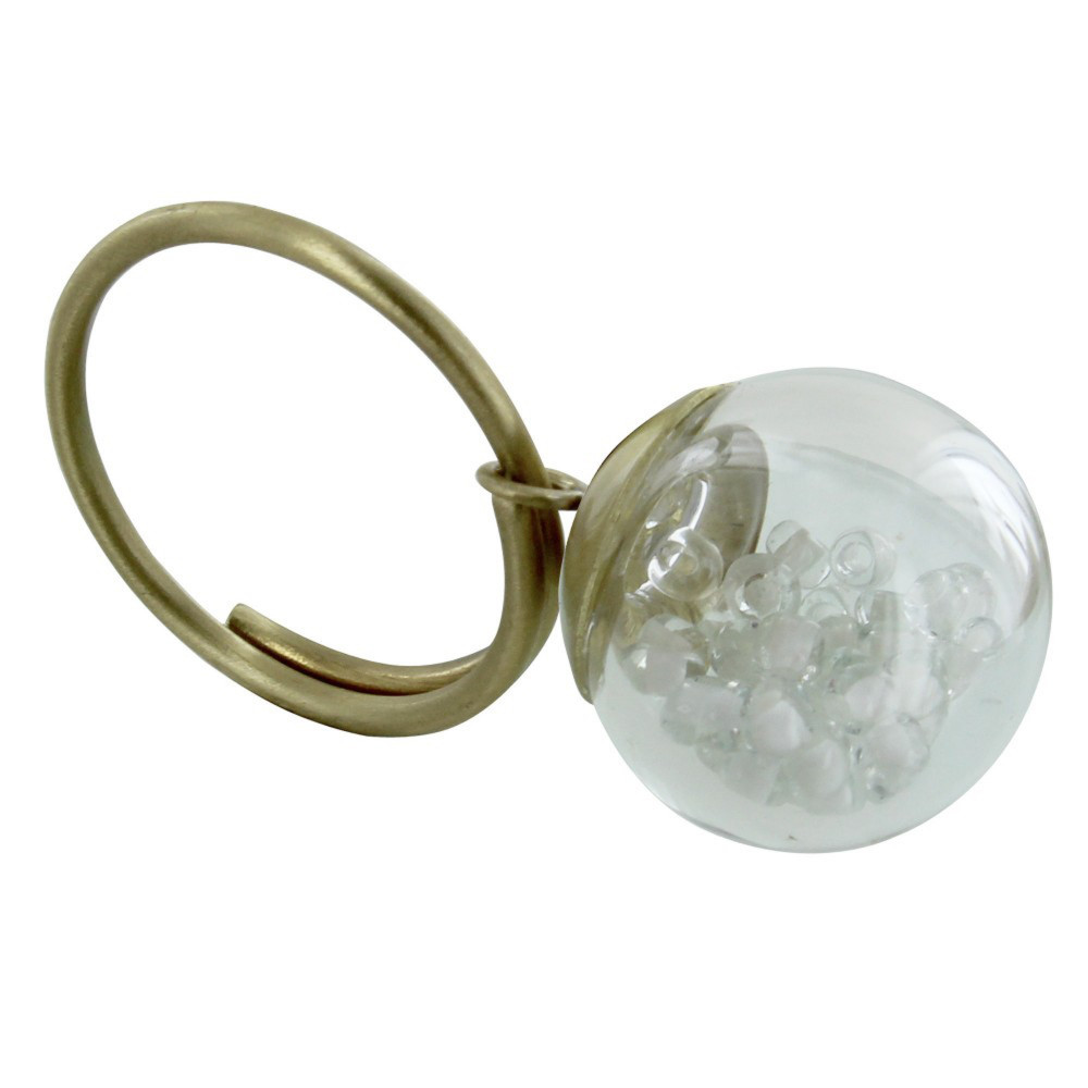 LES POULETTES BIJOUX Bague Laiton Bulle Pâte de Verre et Perles - Classics - Blanc