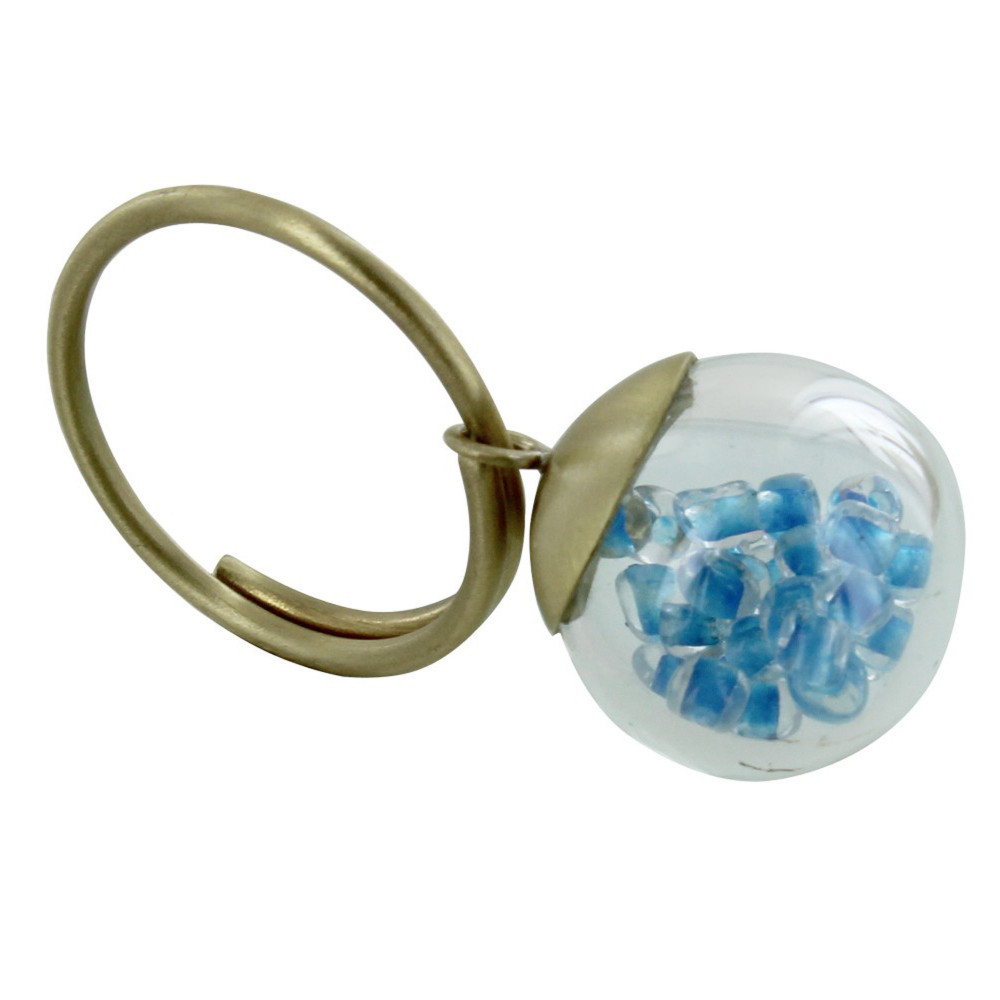 LES POULETTES BIJOUX Bague Laiton Bulle Pâte de Verre et Perles - Classics - Turquoi