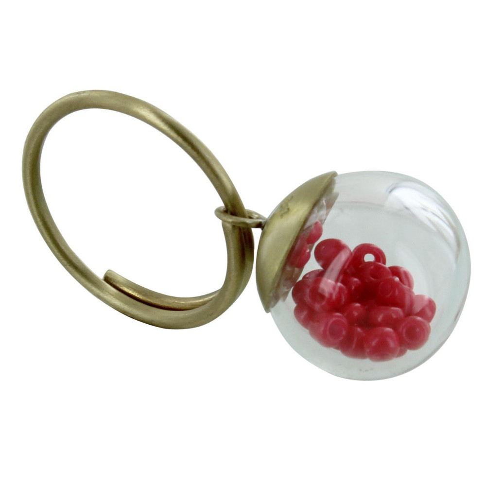 LES POULETTES BIJOUX Bague Laiton Bulle Pâte de Verre et Perles - Classics - Rose