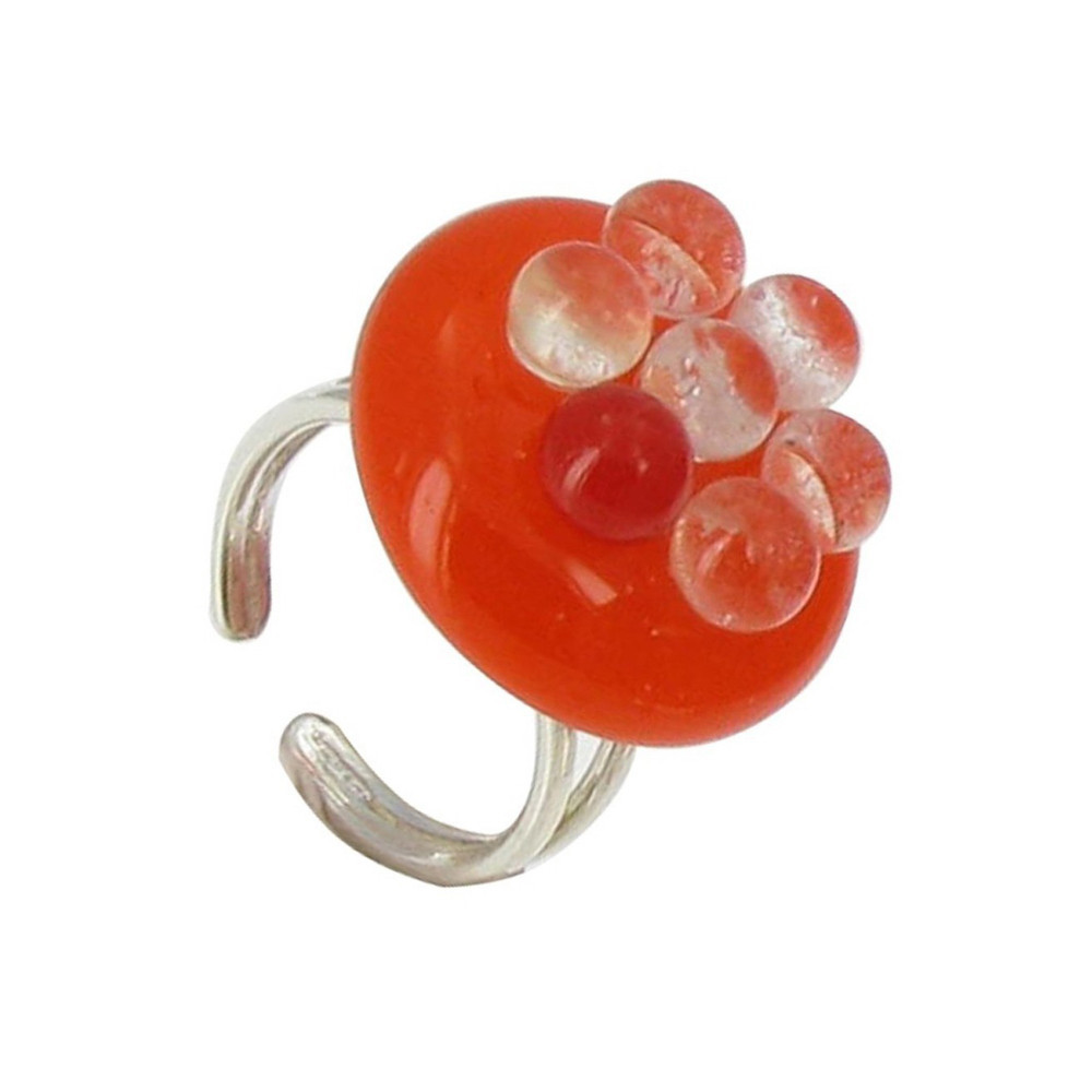 LES POULETTES BIJOUX Petite Bague de Verre Bulles - Classics - Orange