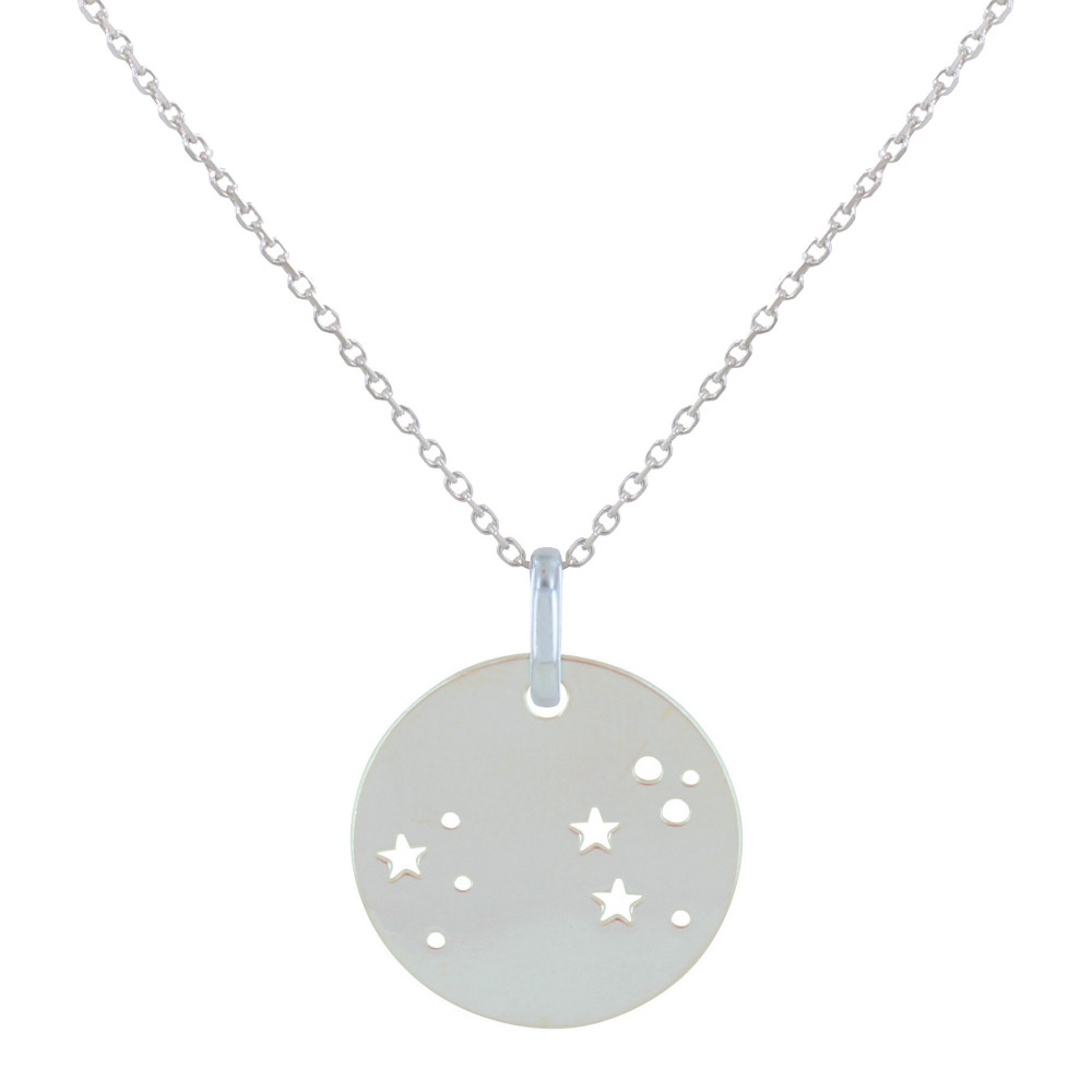 LES POULETTES BIJOUX Collier Argent 925 Zodiaque Constellation Lion - taille 42 cm