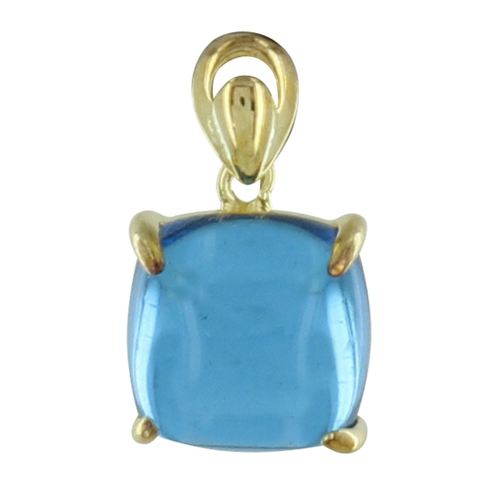 LES POULETTES BIJOUX Pendentif Argent Doré Carré de Zirconium - Bleu ciel