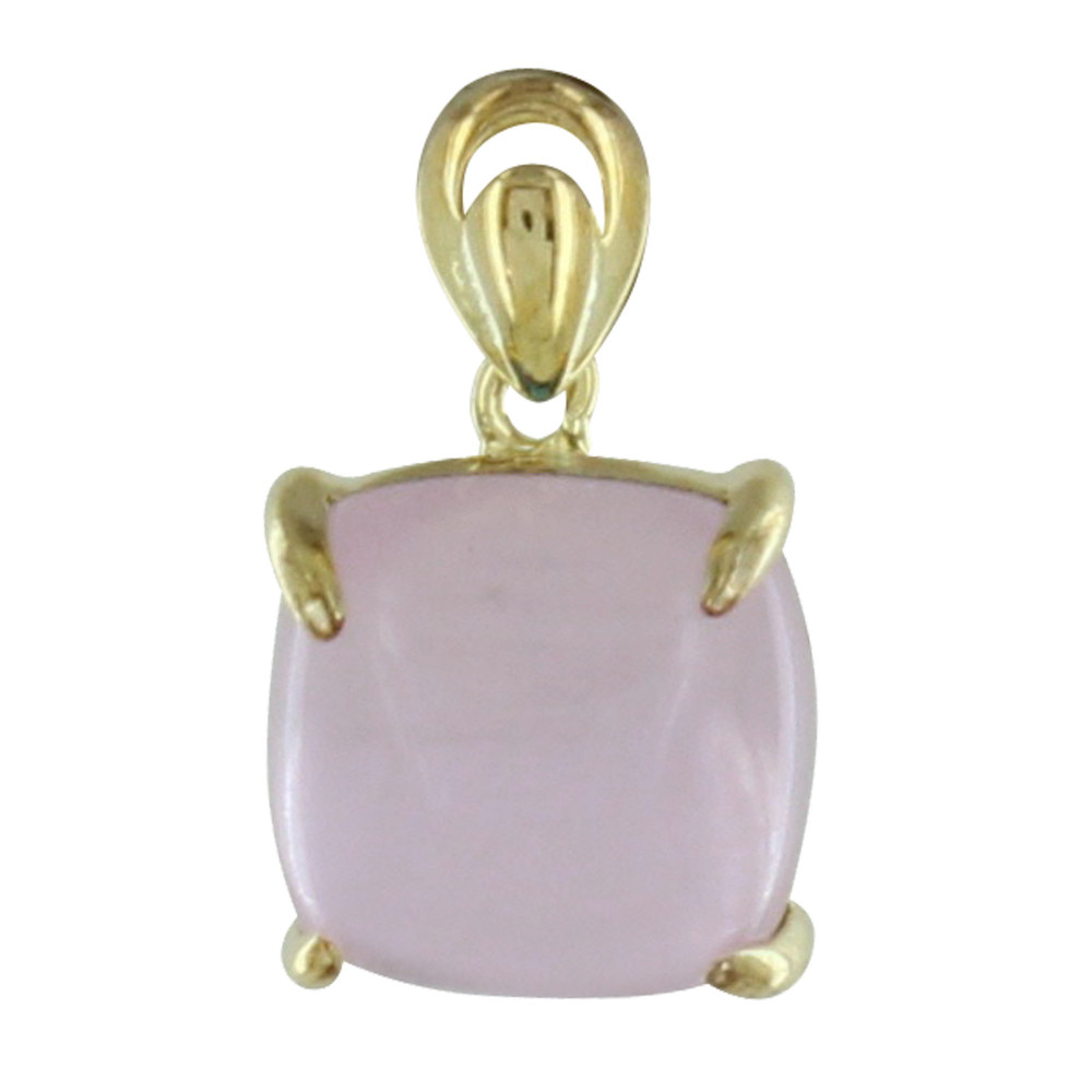 LES POULETTES BIJOUX Pendentif Argent Doré Carré de Zirconium - Rose