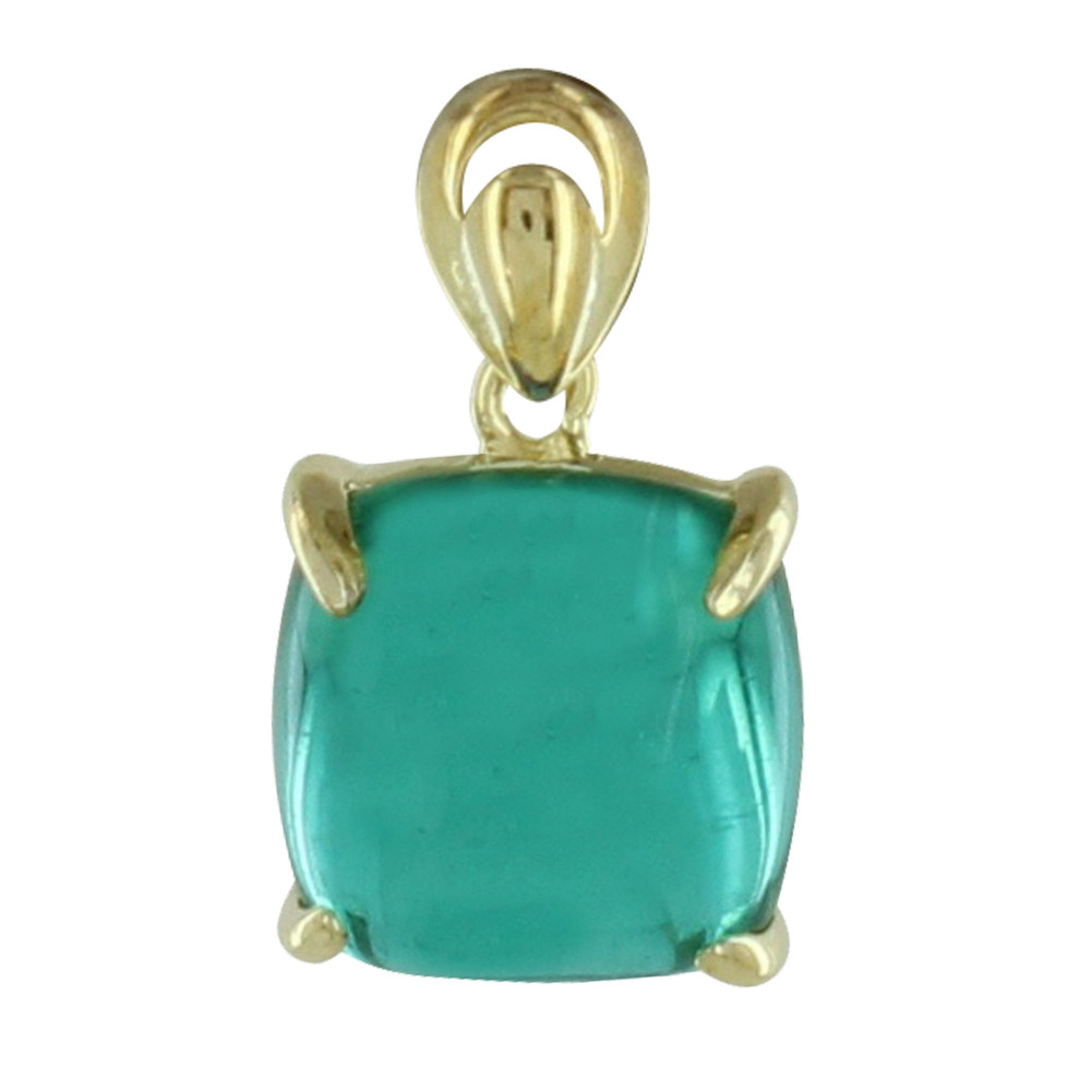 LES POULETTES BIJOUX Pendentif Argent Doré Carré de Zirconium - Vert