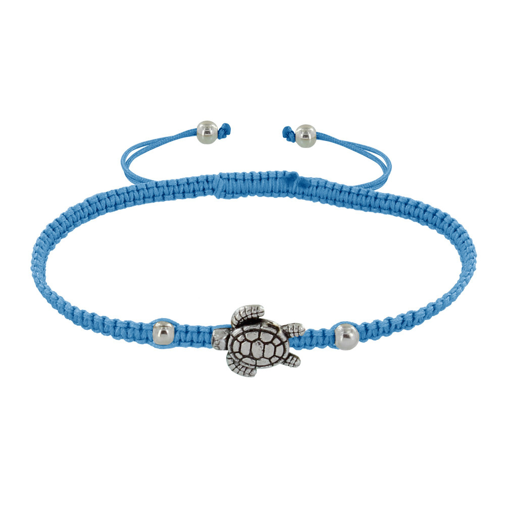 LES POULETTES BIJOUX Bracelet Métal Tortue Lien Tréssé - Classics - Bleu ciel