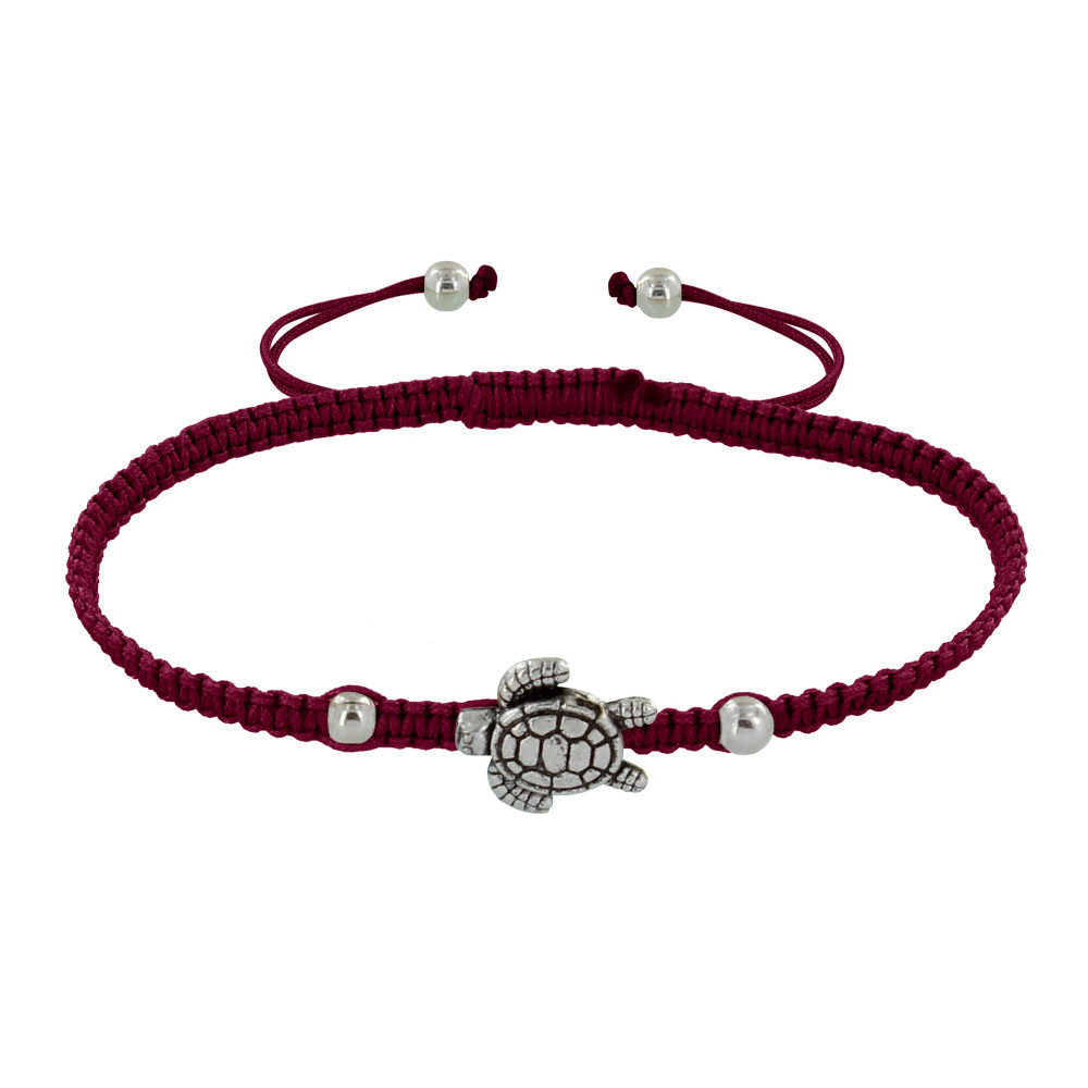 LES POULETTES BIJOUX Bracelet Métal Tortue Lien Tréssé - Classics - Bordeaux