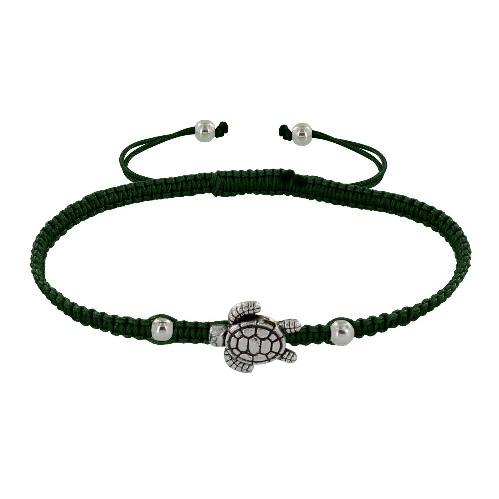 LES POULETTES BIJOUX Bracelet Métal Tortue Lien Tréssé - Classics - Vert