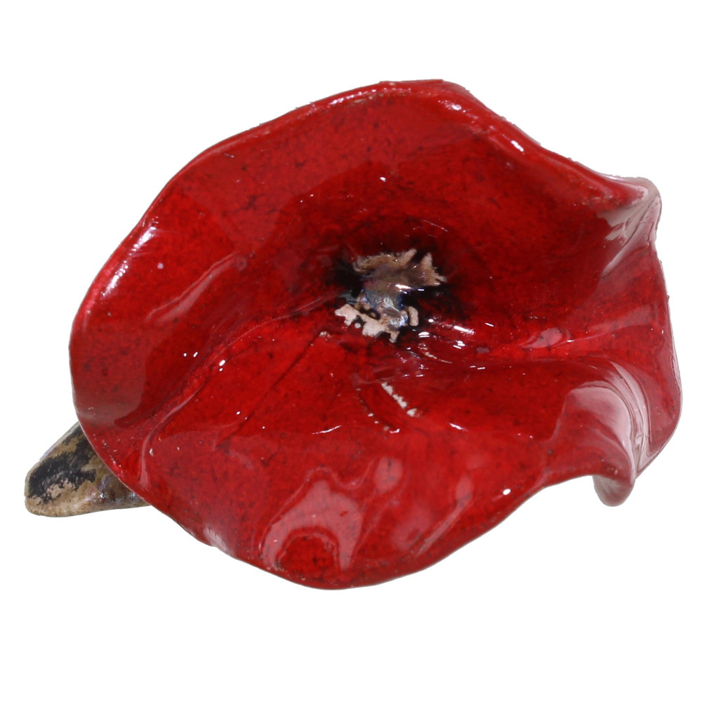 LES POULETTES BIJOUX Broche Fleur de Coquelicot Céramique Rouge