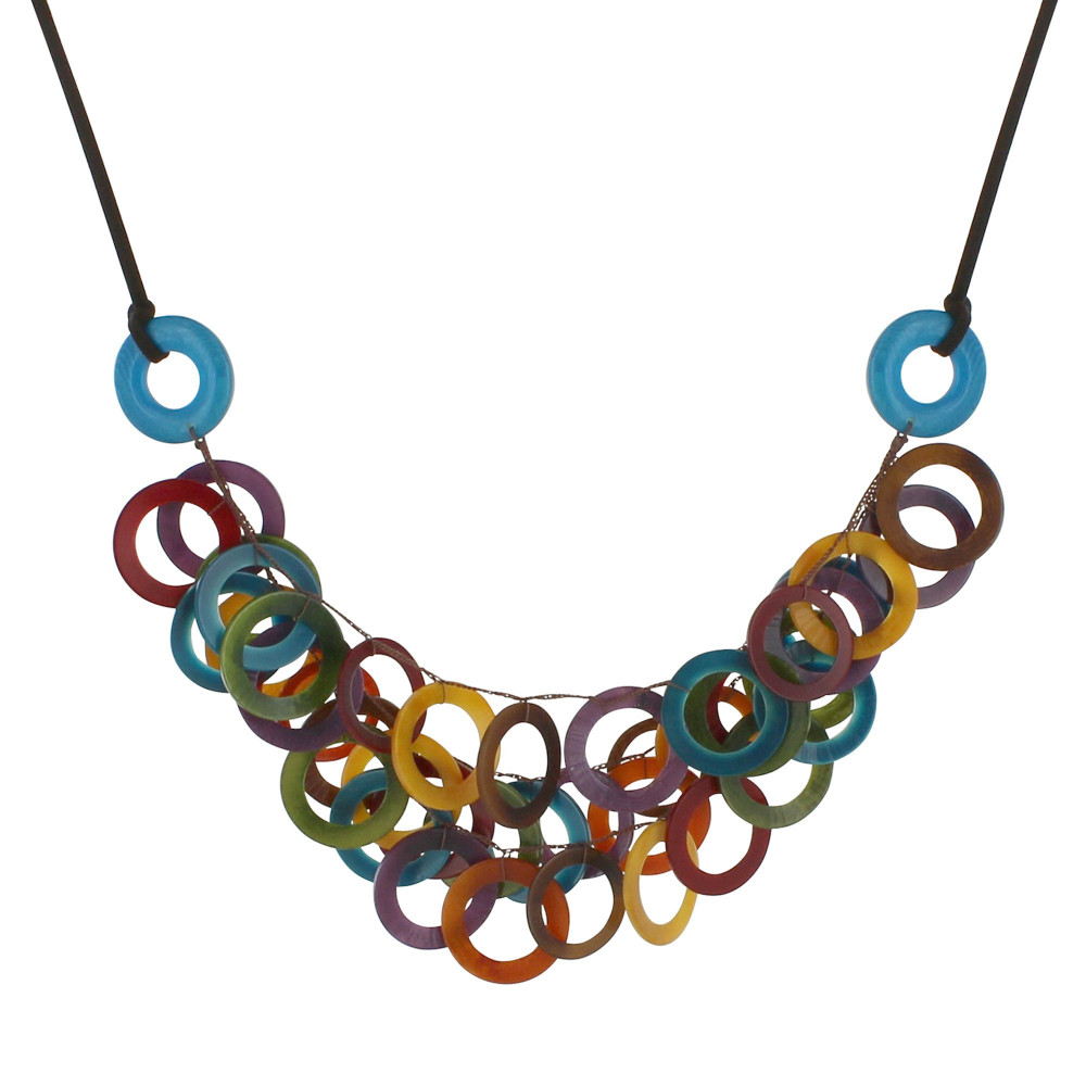 LES POULETTES BIJOUX Collier Sol en Tagua Multicolore Eté
