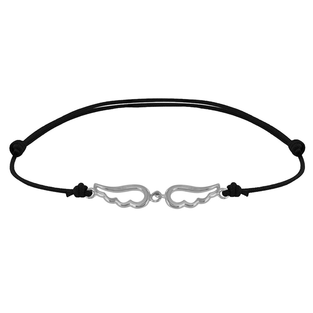LES POULETTES BIJOUX Bracelet Lien Argent Deux Petites Ailes d'Ange Ajourées