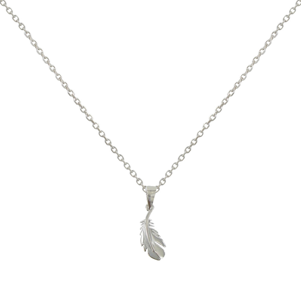 LES POULETTES BIJOUX Collier Argent Rhodié Plume d'Oiseau