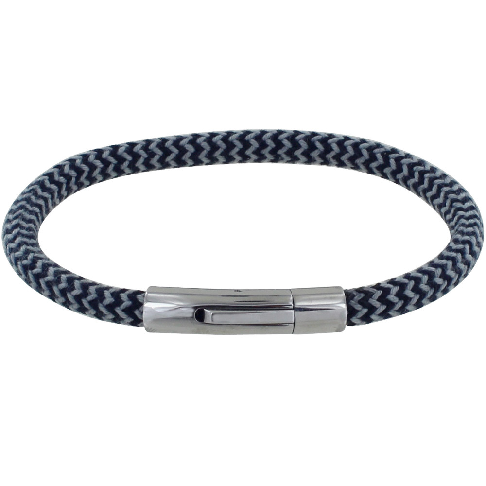LES POULETTES BIJOUX Bracelet Homme Chevrons Polyamide Rond - Bleu Navy