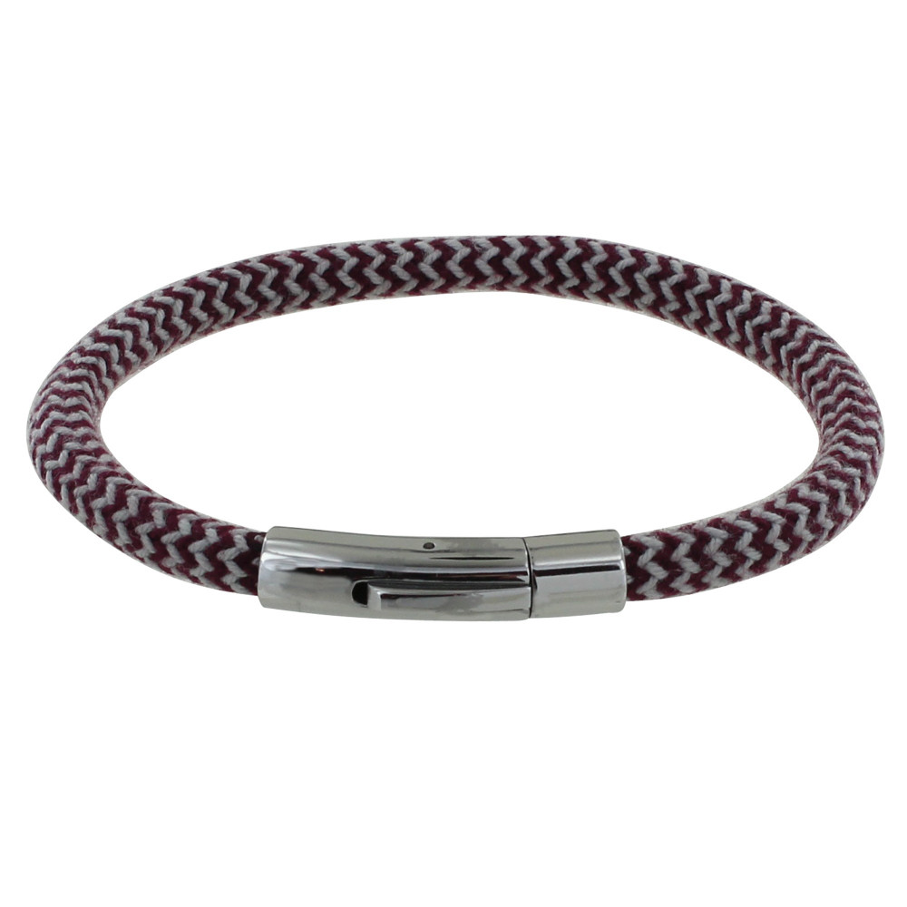 LES POULETTES BIJOUX Bracelet Homme Chevrons Polyamide Rond - Bordeaux