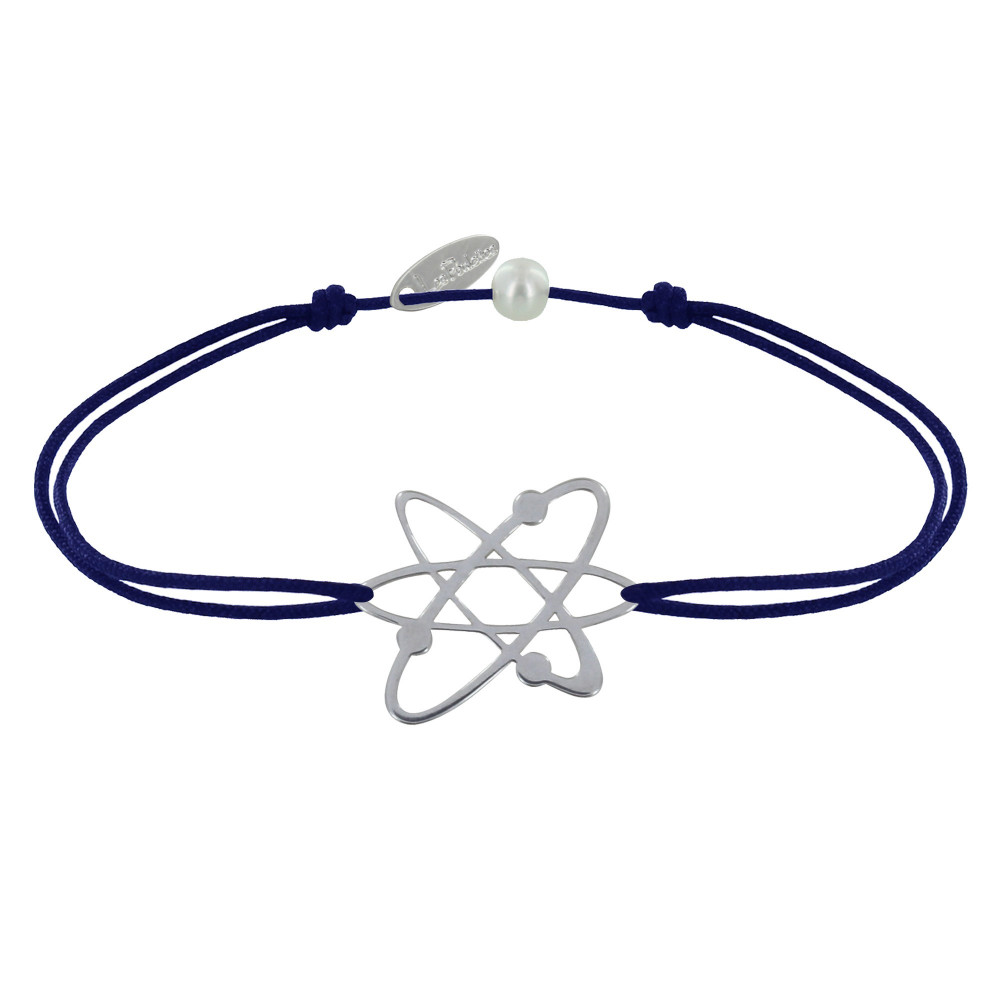 LES POULETTES BIJOUX Bracelet Mixte Lien Médaille Argent 925 Atome - Bleu Navy