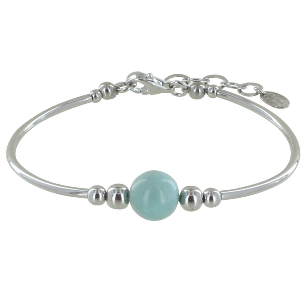 LES POULETTES BIJOUX - Bracelet Tubes Argent Une Perle de Larimar