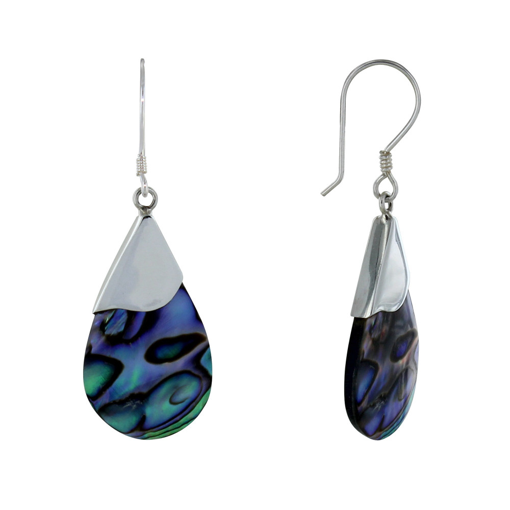 LES POULETTES BIJOUX Boucles d'Oreilles Argent Fine Goutte Nacre Abalone
