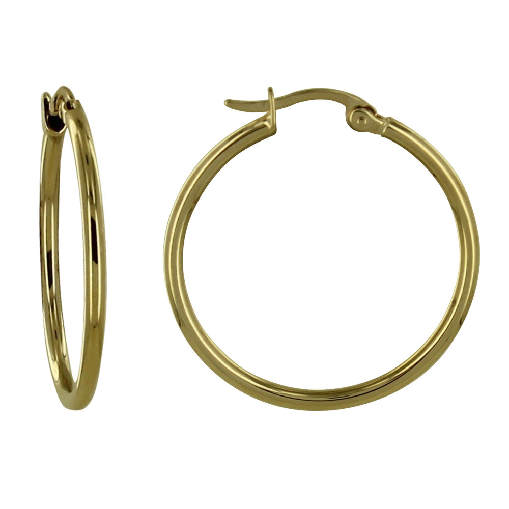 LES POULETTES BIJOUX - Boucles d'Oreilles Plaqué Or Moyennes Créoles Rondes 3cm
