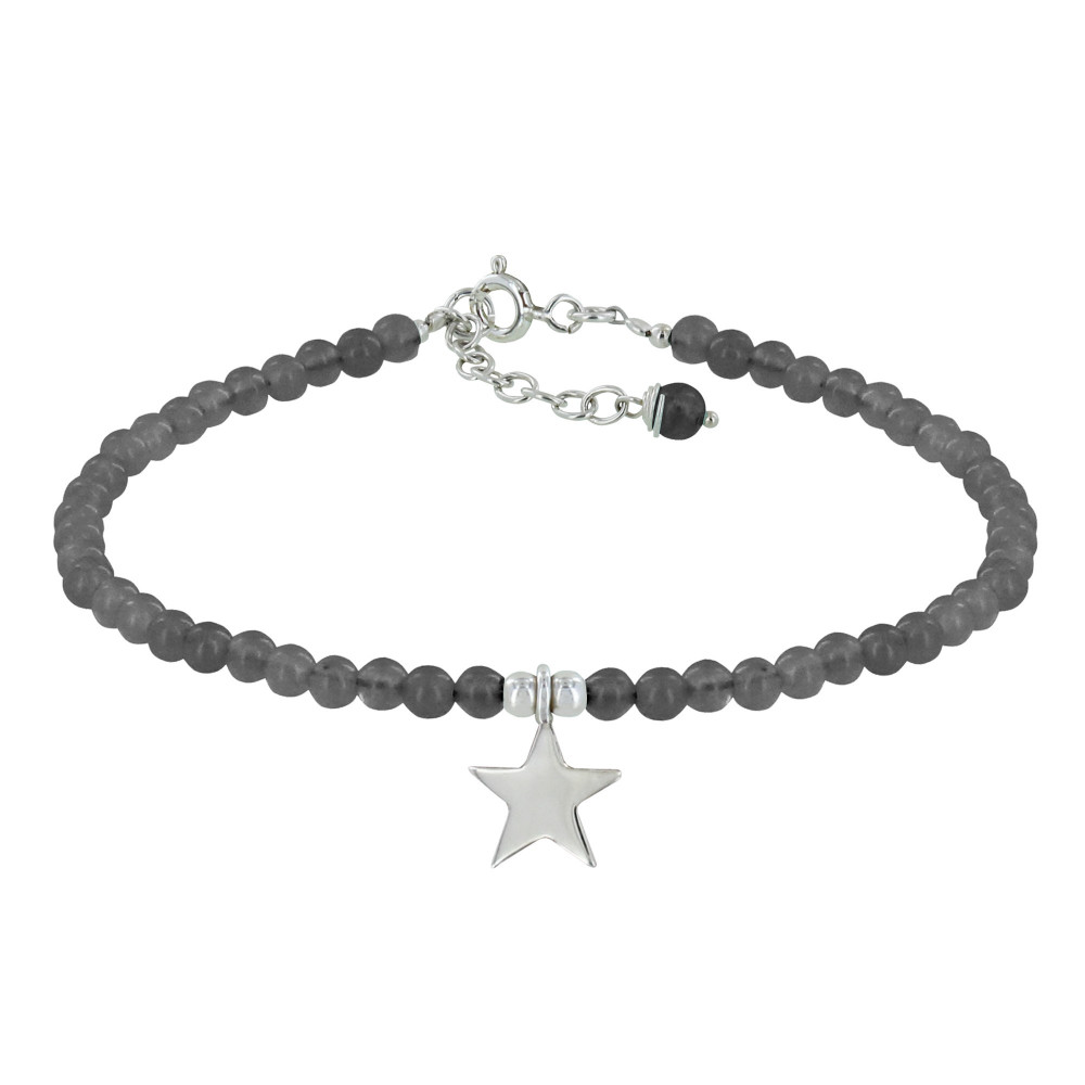 LES POULETTES BIJOUX Bracelet Etoile Argent et Perles Agate - Classics - Noir