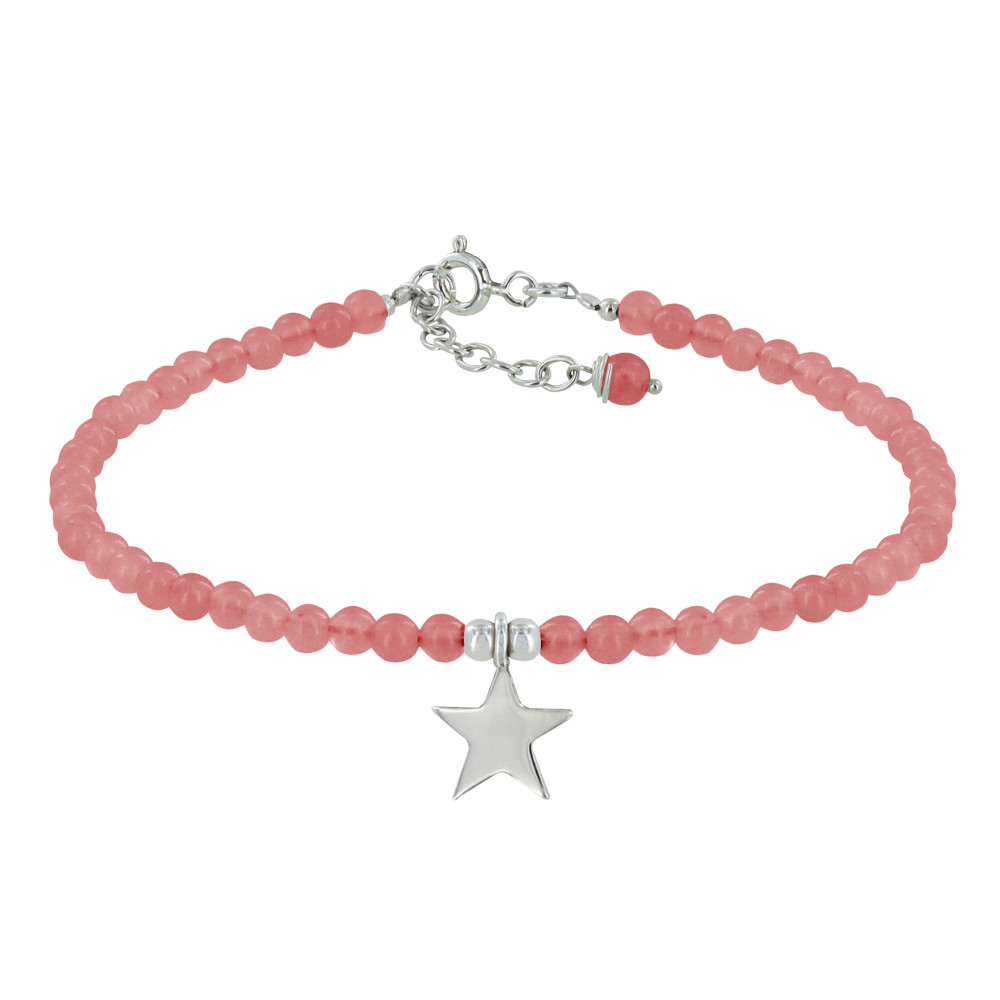 LES POULETTES BIJOUX Bracelet Etoile Argent et Perles Agate - Classics - Rouge