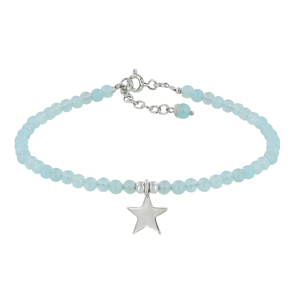 LES POULETTES BIJOUX Bracelet Etoile Argent et Perles Agate - Classics - Bleu Vert
